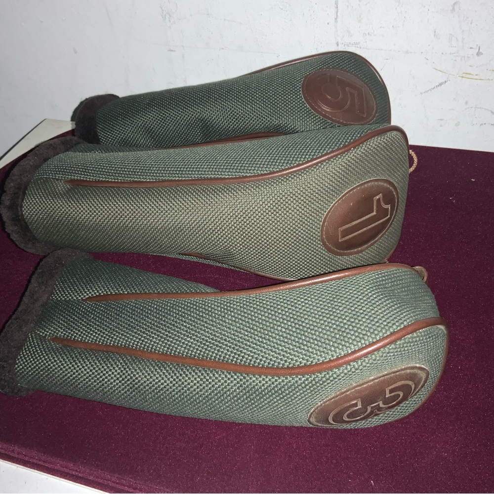 Vintage  Wood Golf Head Covers lots of 3. In excellent condition. 1 3 5.